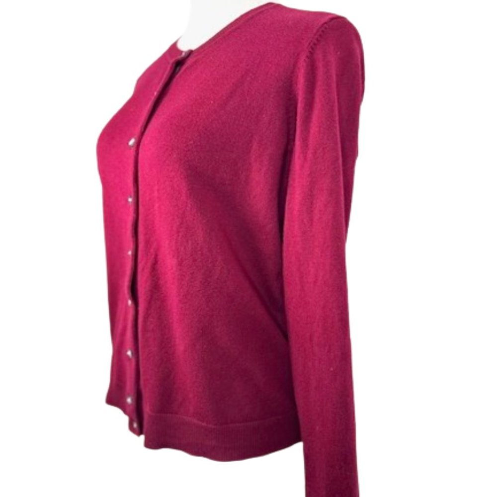Karen Scott Maroon Cardigan Sweater - Picture 3 of 7